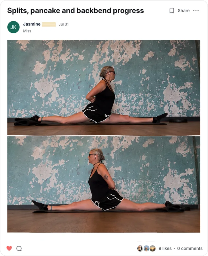 Jasmine — splits, pancake and backbend progress